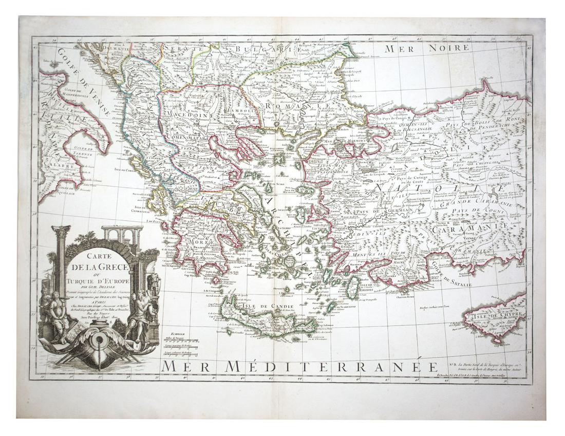 De L'Isle Philippe Buache engraved map of Greece 1800 (1 of 2)