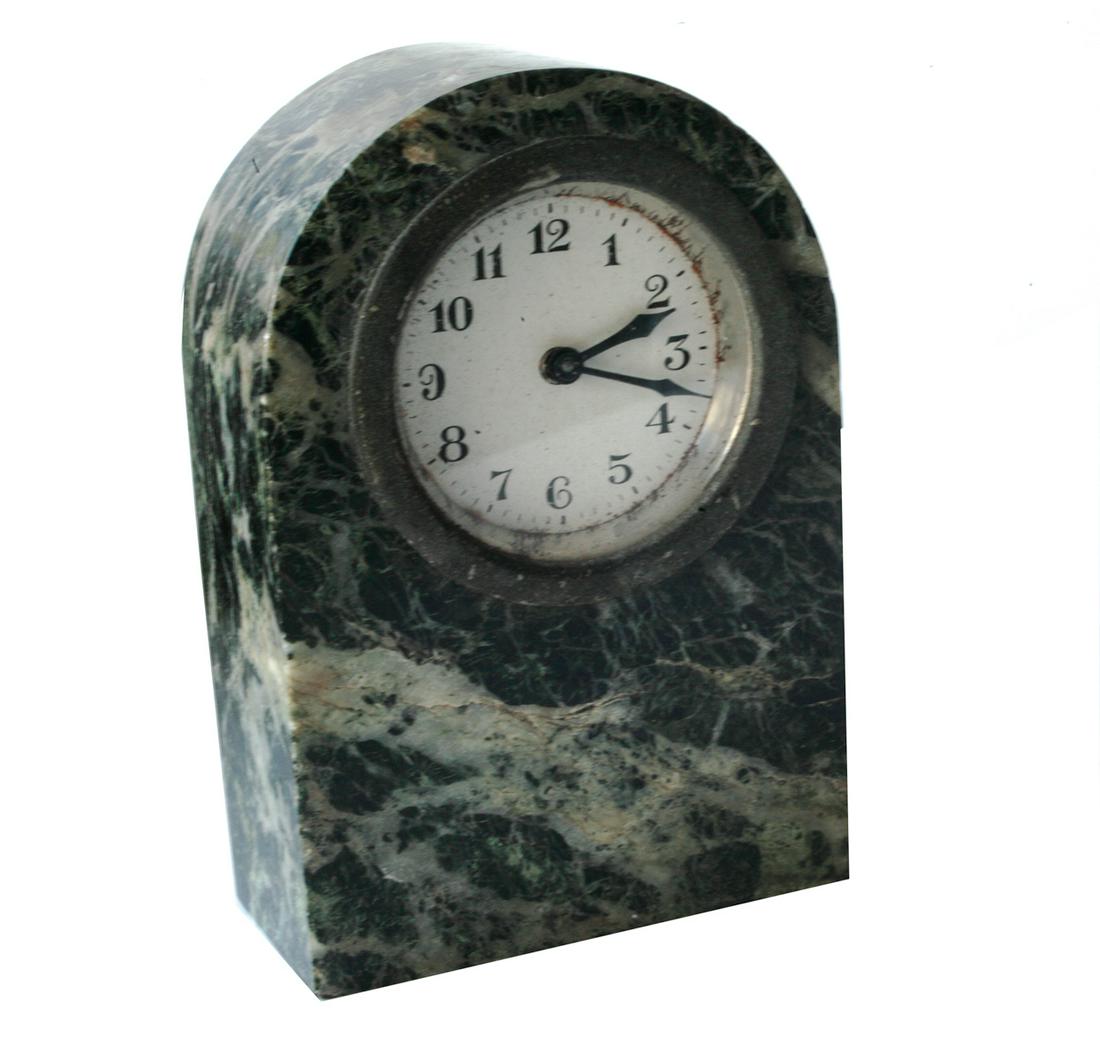 Green Marble French Art Deco Desk Clock (1 of 3)