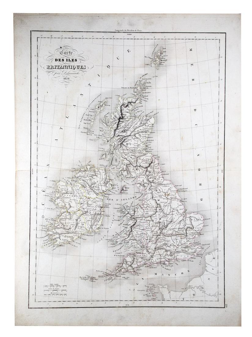Antique French Engraving Felix Delamarche map United (1 of 3)