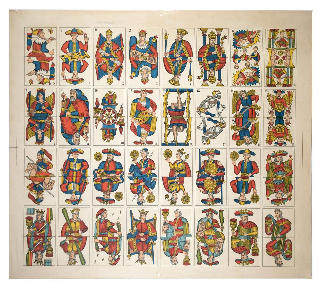 Spanish Tarot Playing Cards Antique Vintage Uncut Sheet (1 of 3)