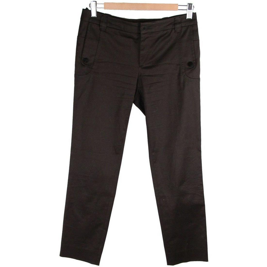 Gucci Black Cotton Trousers Pants Size 40 IT: Gucci black cotton trousers made in Italy - Belt loops on the waist - Front zip & button closure - 2 side and back pockets - Designer's button Details MATERIAL: Cotton COLOR: Black MODEL: - GENDER: Wo