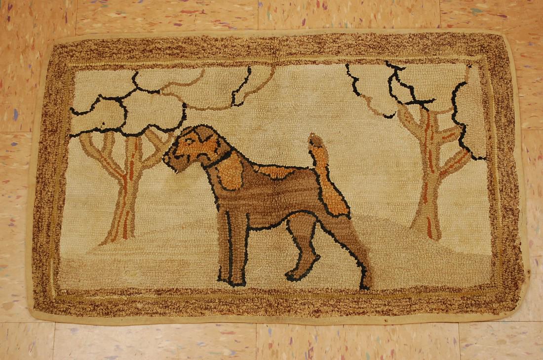 DETAILED ANTIQUE AMERICAN HOOKED RUG 1'7"x (1 of 8)