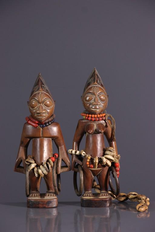 Yoruba Ibedji wood figure - Nigeria - African Art: Title: Yoruba Ibedji wood figure - Nigeria - African Art Tribal Art Description: Ibeji, incarnation of the missing child in African art YorubaWide globular almond eyes, deep scarifications on faces, b