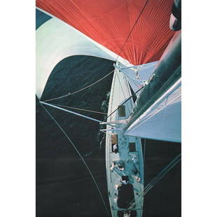 GEORGE SILK - Man in Sport, Sailing: Artist: GEORGE SILK Print Title: Man in Sport, Sailing Medium: Color Sheet-Fed Gravure Printing Date: 1960's Printed in Italy Image size approx. 13 X 8.75 inches George Silk (1916-2004) was a photojou