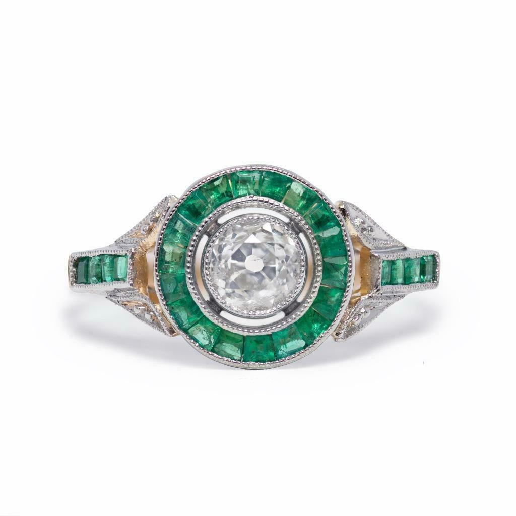 Art Deco 18k and Platinum Diamond Halo Ring (1 of 5)