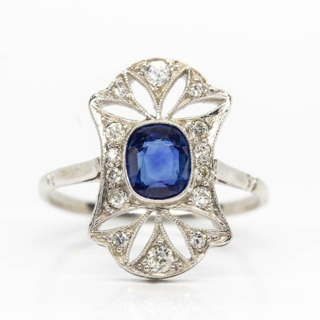 Platinum Sapphire and Diamond Ring (1 of 6)