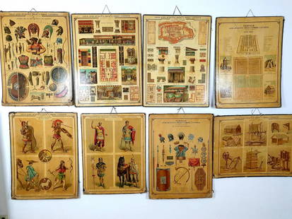 Set collection of Eight schoolplates, Full Color: Title: Set collection of Eight schoolplates, Full ColorDesciption: This Schoolplates are from the Year 1893, Great colors, Tabulea Quibus Antiquetates, Greek and Roman Illustrations, one set 8