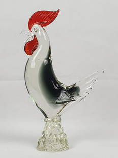 Large Murano Rooster: Title: Large Murano RoosterDesciption: Amazing Rooster, Made from glassDate/Period: 1980Materials: GlassDimensions:Height 32 cm, Width 20 cm, Depth 9 cm, Weight 1700 gr Reserve: $35.00 