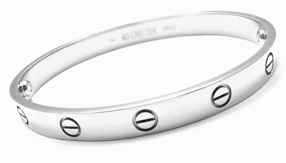 Authentic! Cartier 18k White Gold Love Bangle Bracelet (1 of 9)