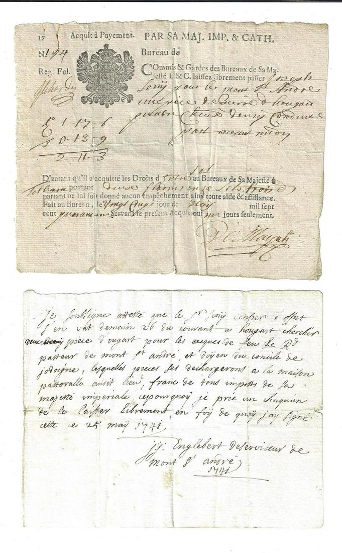 1729 Vellum French Document and Two Others (1 of 2)