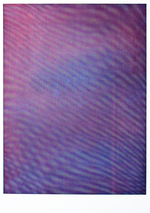 Tauba Auerbach: Mesh Moire IV 2012: Title: Mesh Moire IV 2012 Artist: Tauba Auerbach Medium: Aquatint etching on paper Dimension: 40 1/4" x 30" sheet 31 3/4" x 23 3/4" image Additional Information: Archivally Framed In White Wood And Uv