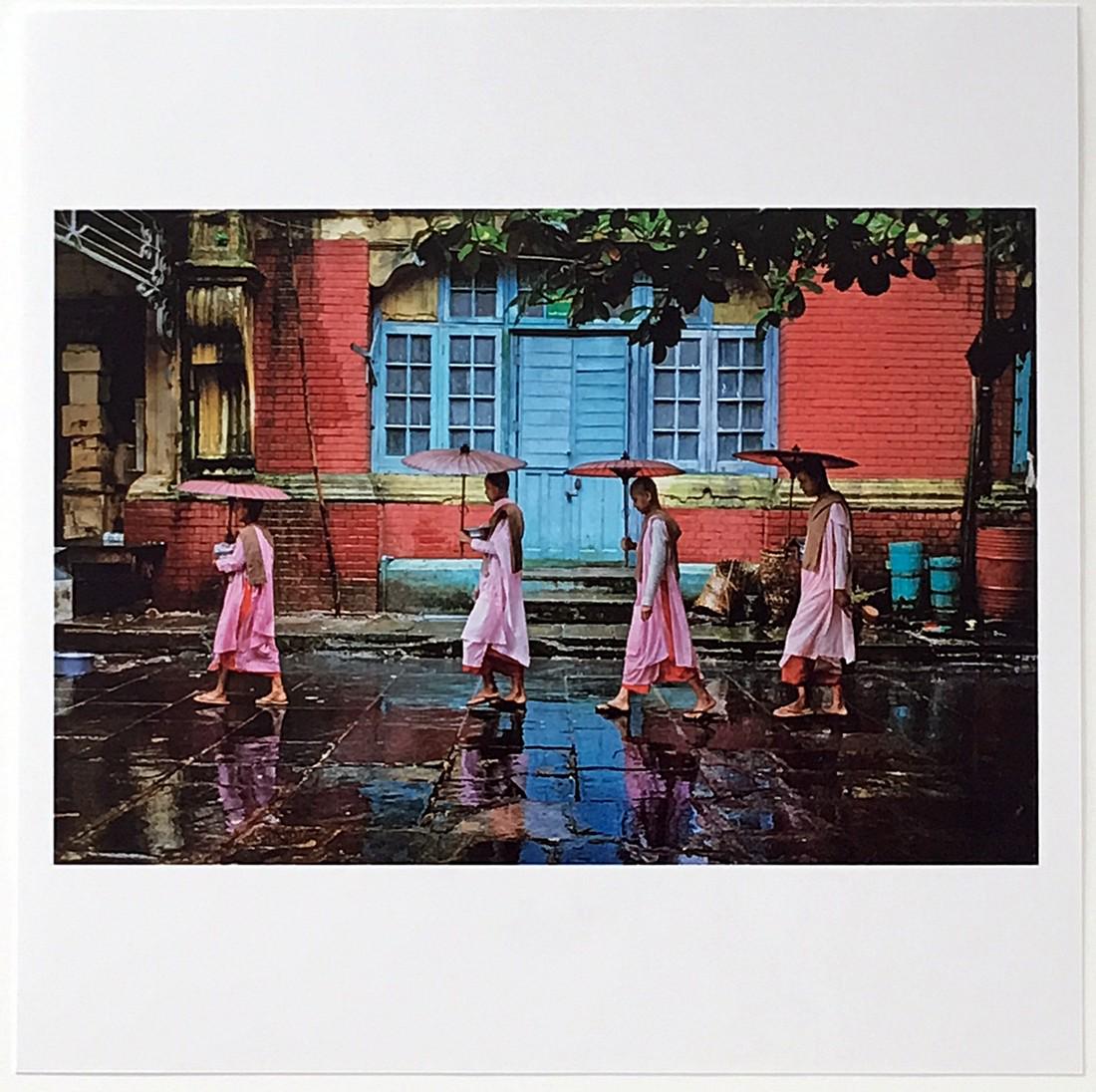 Steve McCurry: Procession of Nuns, Yangon, Myanmar 1994: Title: Procession of Nuns, Yangon, Myanmar 1994 Artist: Steve McCurry Medium: Color photograpj signed verso Dimension: 6" x 6" Additional Information: Signed Verso Reserve: $200.00 Shipping: Domestic: