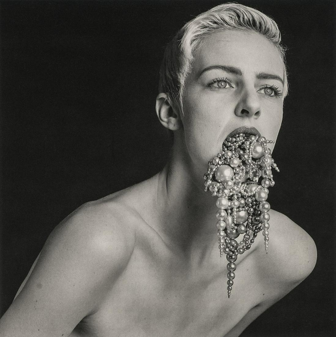 ERWIN OLAF - Pearls (Sabine), 1986: Artist: ERWIN OLAF Title: Pearls (Sabine), 1986 Medium:Photo Litho, 1994, Germany Dimensions: 6.2x6.2" Description: Heat Wax Mounted on 8.5x11" Conservation Board Artist Bio: Erwin Olaf Springveld (19
