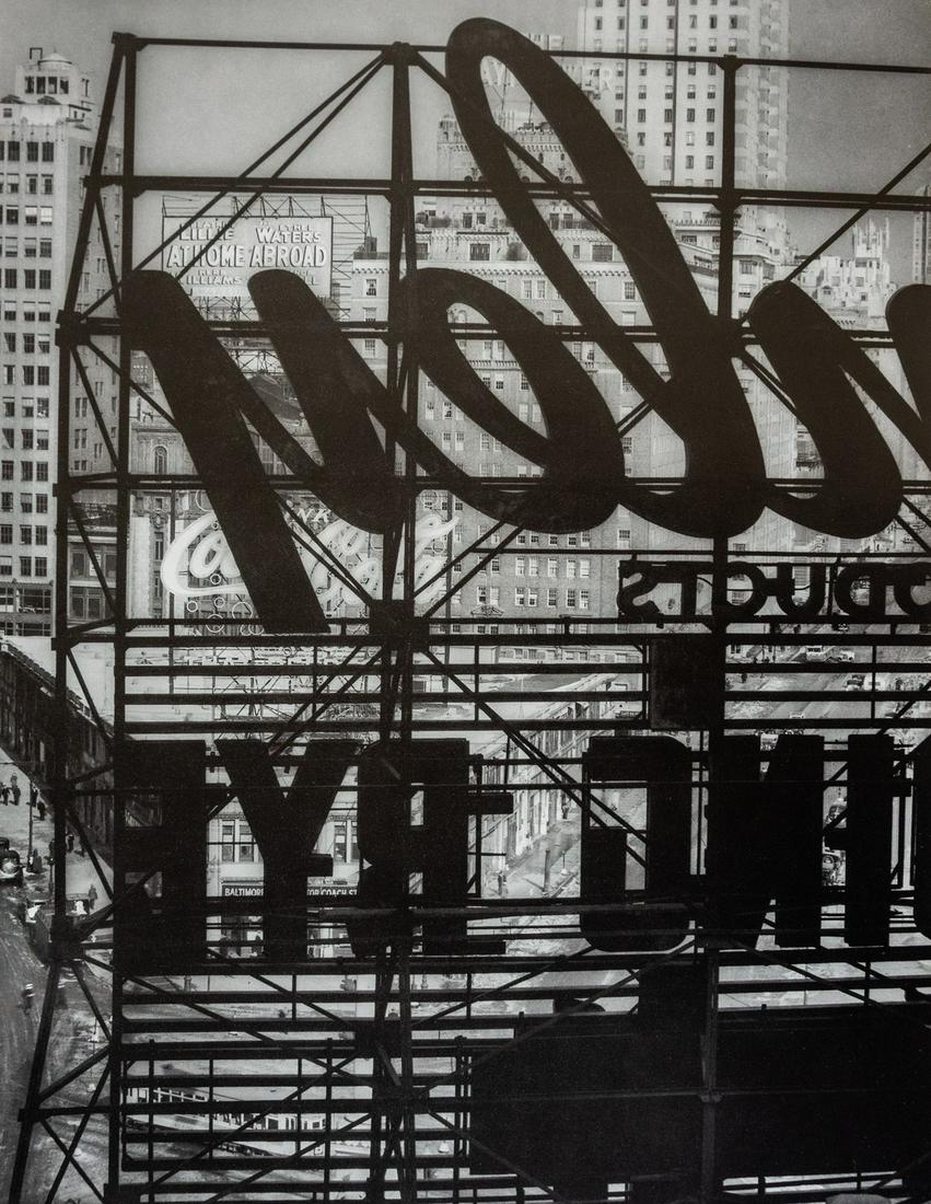 BERENICE ABBOTT - Columbus Circle: Artist: BERENICE ABBOTT Title: Columbus Circle Medium: Photo Litho, 1982, Japan Dimensions: 9.15x11.75" Description: Heat Wax Mounted on 12x16" Conservation Board Artist Bio: Berenice Abbott, original