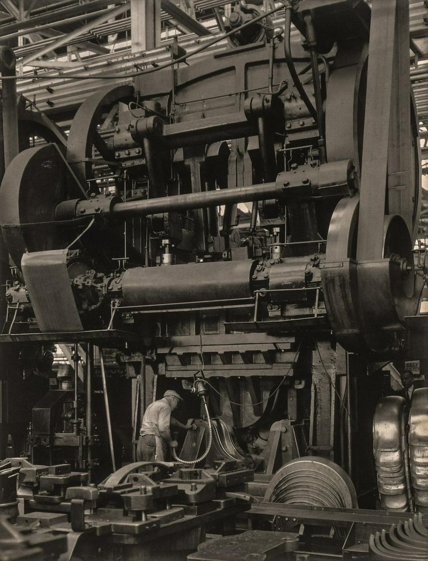 CHARLES SHEELER - Stamping Press, Ford Plant, 1927: Artist: CHARLES SHEELER Title: Stamping Press, Ford Plant, 1927 Medium: Photo Litho, 1987, USA Dimensions: 7.15x9.35" Description: Heat Wax Mounted on 11x14" Conservation Board Artist Bio: Charles She