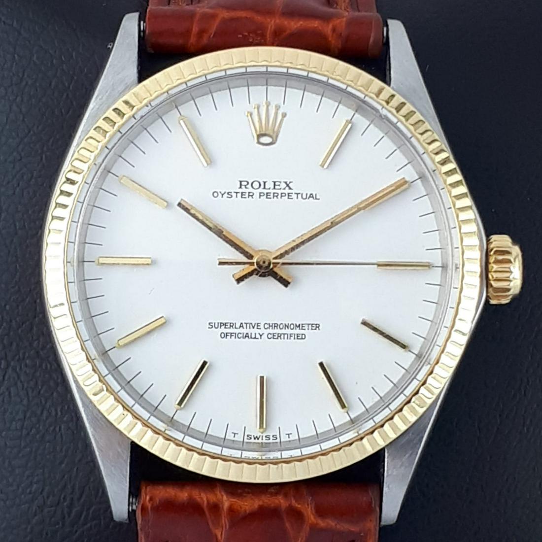 Rolex - Oyster Perpetual - GP 4900 - Men - 1970-1979: Brand: Rolex Model: Oyster Perpetual Reference Number: GP 4900 Gender: Men Period: 1970-1979 Movement: Automatic Case material: Gold/Steel Material fineness: 18 kt. Extras: Box Type: Anal