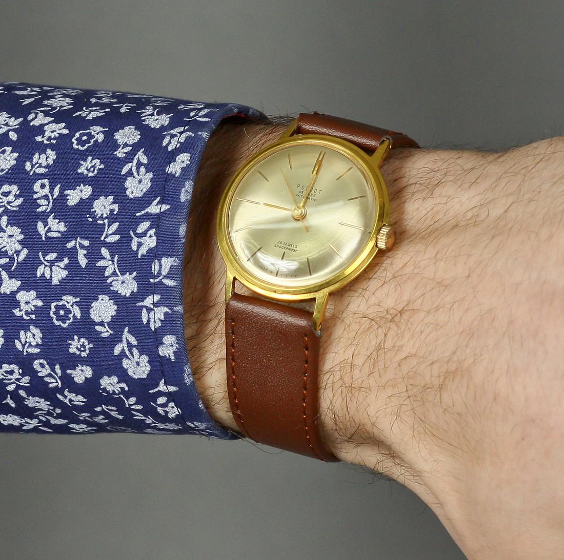 Poljot Deluxe Vintage Men Wrist Watch/ Vintage Soviet: Materials Band material: Leather Gold, Stainless steel Poljot deluxe automatic vintage men wrist watch russian antique unisex white USSR watches. Poljot Deluxe Vintage Men Wrist Watch. Vintage Soviet