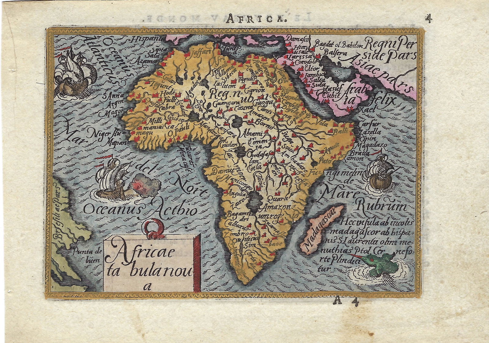 1598 Ortelius/Galle Map of Africa -- Africae Tabula (1 of 1)