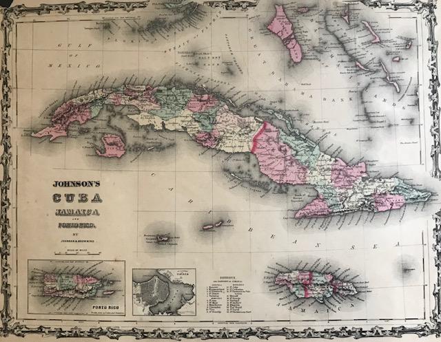 1861 Cuba with insert of Puerto Rico and Havana. By: Title: 1861 Cuba with insert of Puerto Rico and Havana. By Johnson Date/Period: 1861 Materials: Steel engraved. Size: 17 x 13 1/2” 1861. By A. J. Johnson & J. H Colton. From "Johnson's New Illustrat