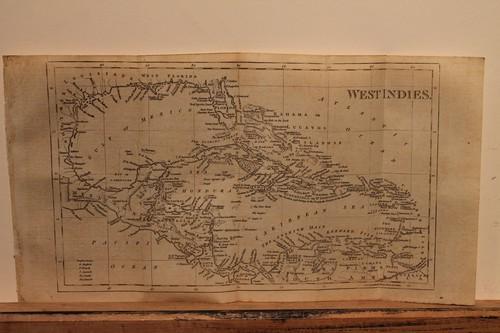 1801 Map of the West Indies: Author: Walker Title: 1801 Map of the West Indies Medium: Ink on Paper Dimensions: 15"X8" Map of West Indies dated 1801. Part of the 3rd edition of the Universal Gazetteer. Published by John Walker in
