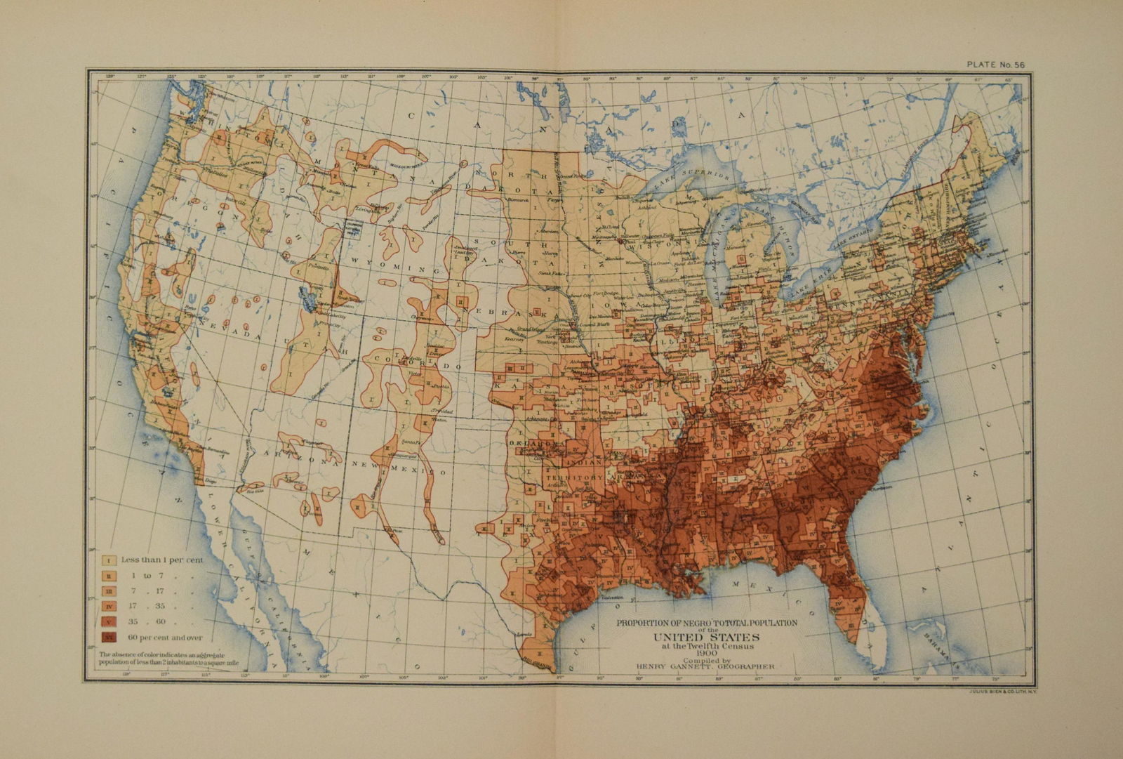 1900 US Government Map of Proportion of African (1 of 1)