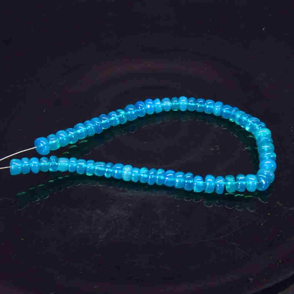 20.00 Ctw Natural 60 Drilled Neon Blue Fire Opal Beads (1 of 2)