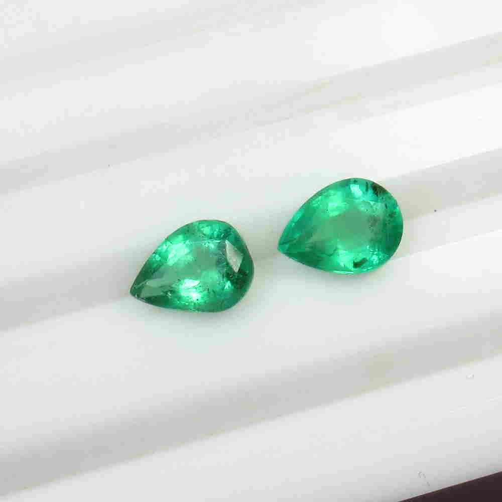 2.22 Ctw Natural Zambian Emerald Pear Pair (1 of 3)