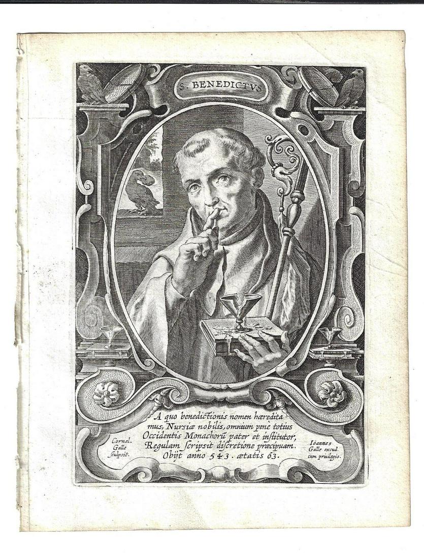 1634 Fine Engraving Saint Benedictus (1 of 1)