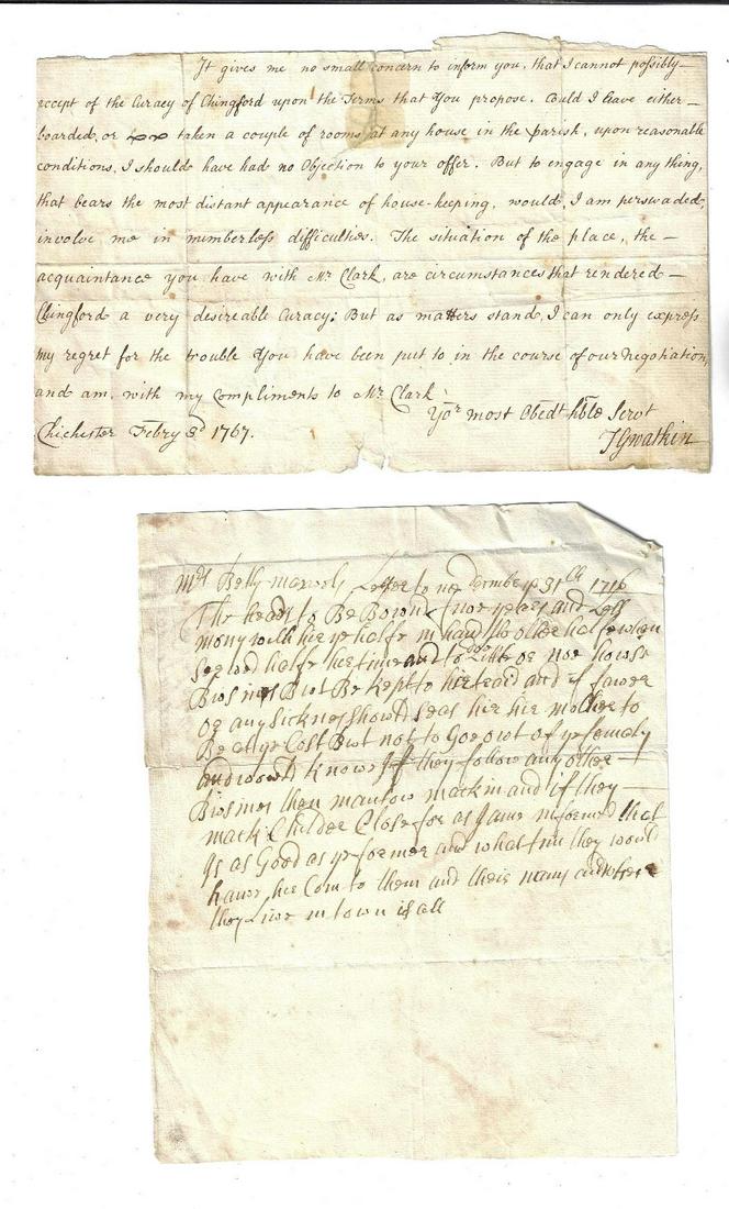 Three Interesting 18th C English Letters Notes (1 of 2)