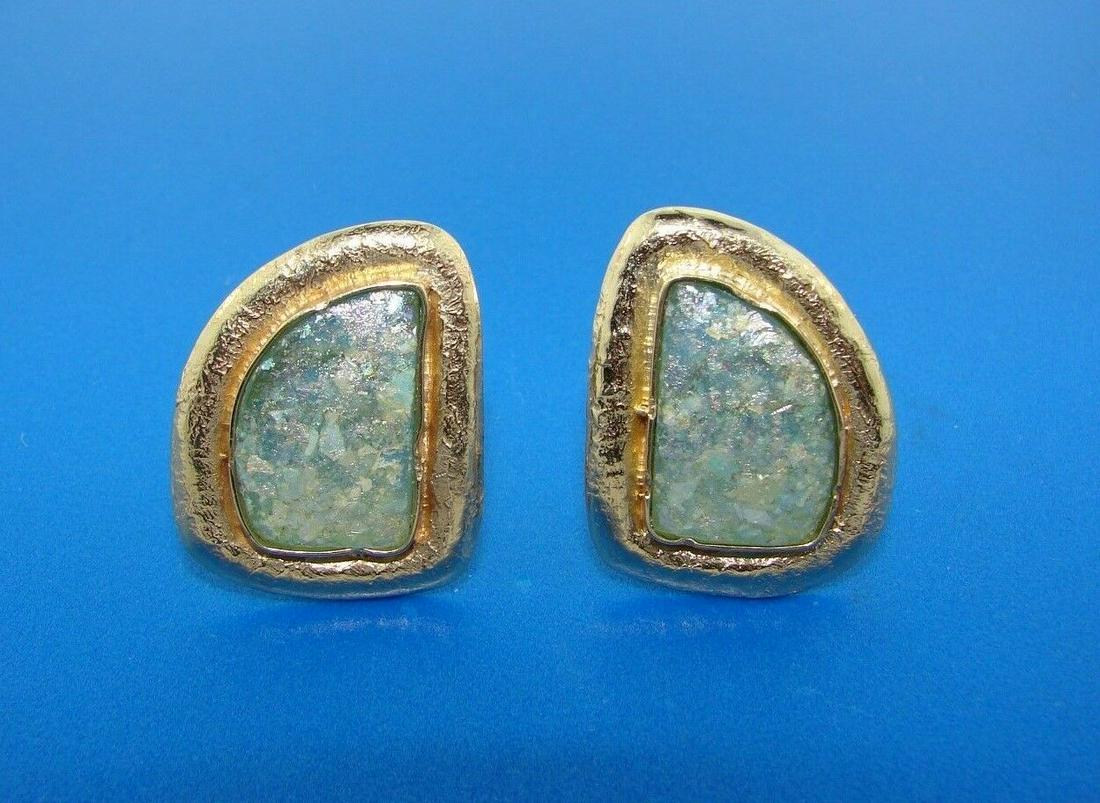 UNIQUE 14k Yellow Gold & Opal Stone Earrings Circa (1 of 2)