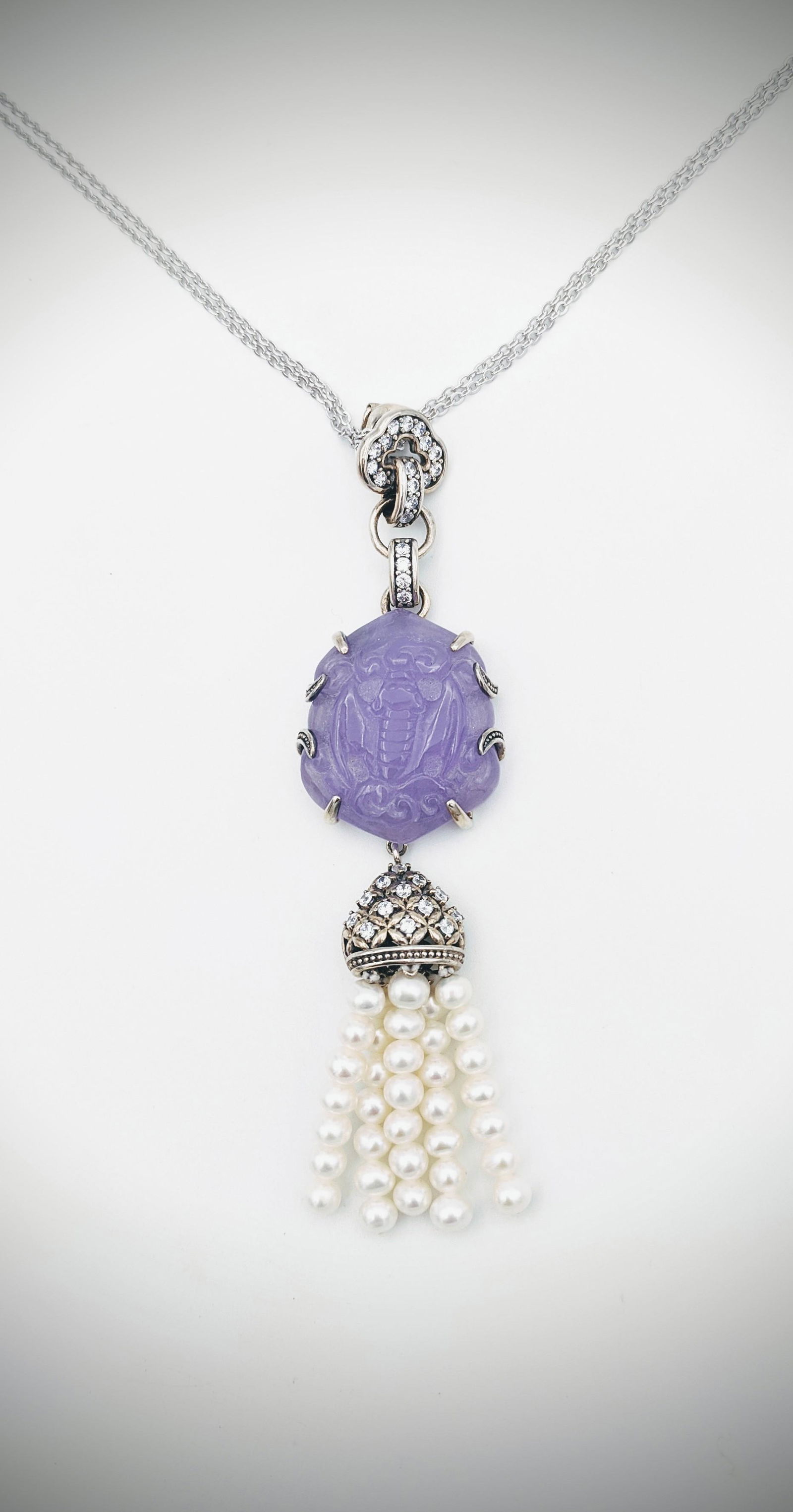 Sterling Silver Double Stranded Necklace w Engraved (1 of 3)