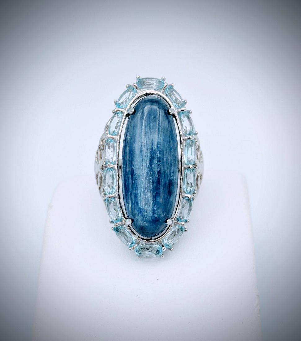 Sterling Silver Kayanite & Blue Topaz Ring Sz 7 (1 of 3)
