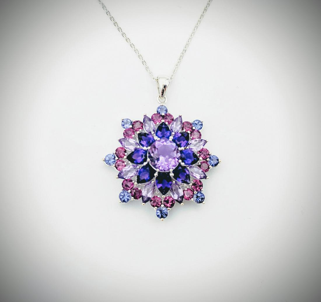 Sterling Silver Necklace w Multicolored Amethyst (1 of 3)