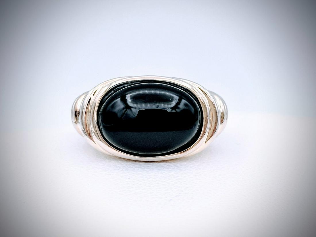 Sterling Silver Oval Black Onyx Ring Sz 7 (1 of 4)