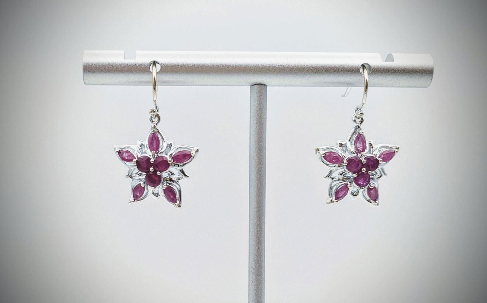 Sterling Silver Raw Rubies Earrings (1 of 3)