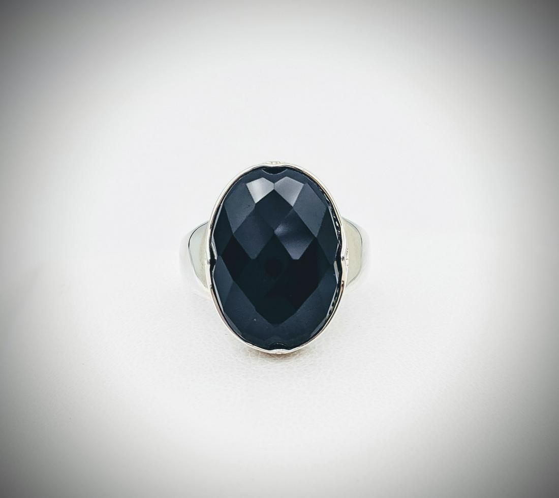 Sz 7 Barrel Cut Black Onyx Ring (1 of 3)