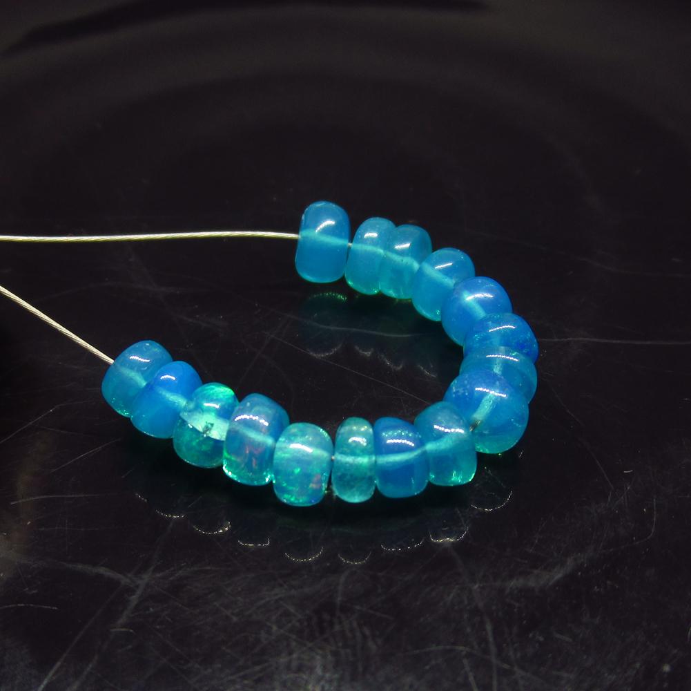 4.51 Ct Natural 16 Drilled Neon Blue Fire Opal Beads (1 of 2)