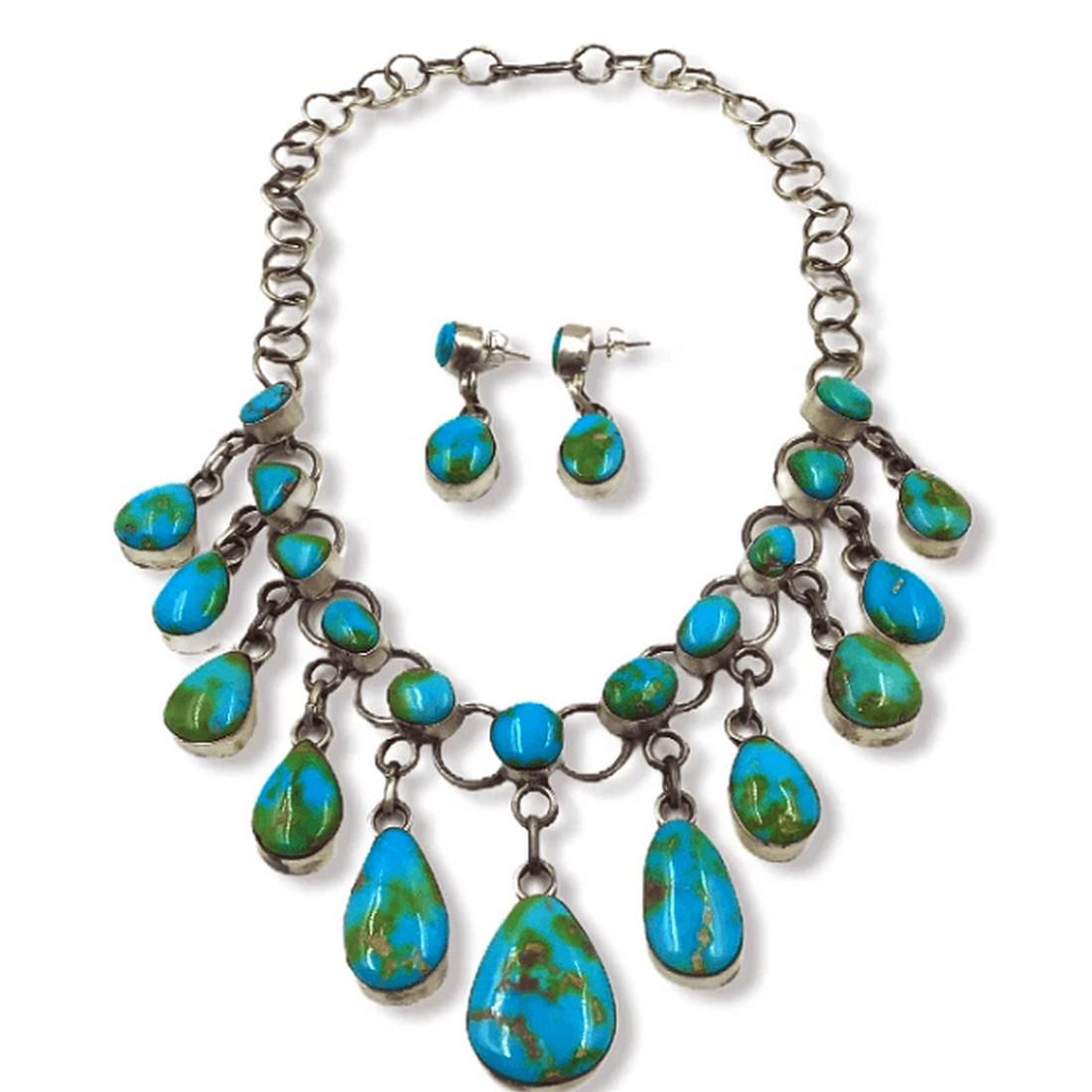 Navajo Sonoran Turquoise Teardrop Charm Necklace (1 of 3)