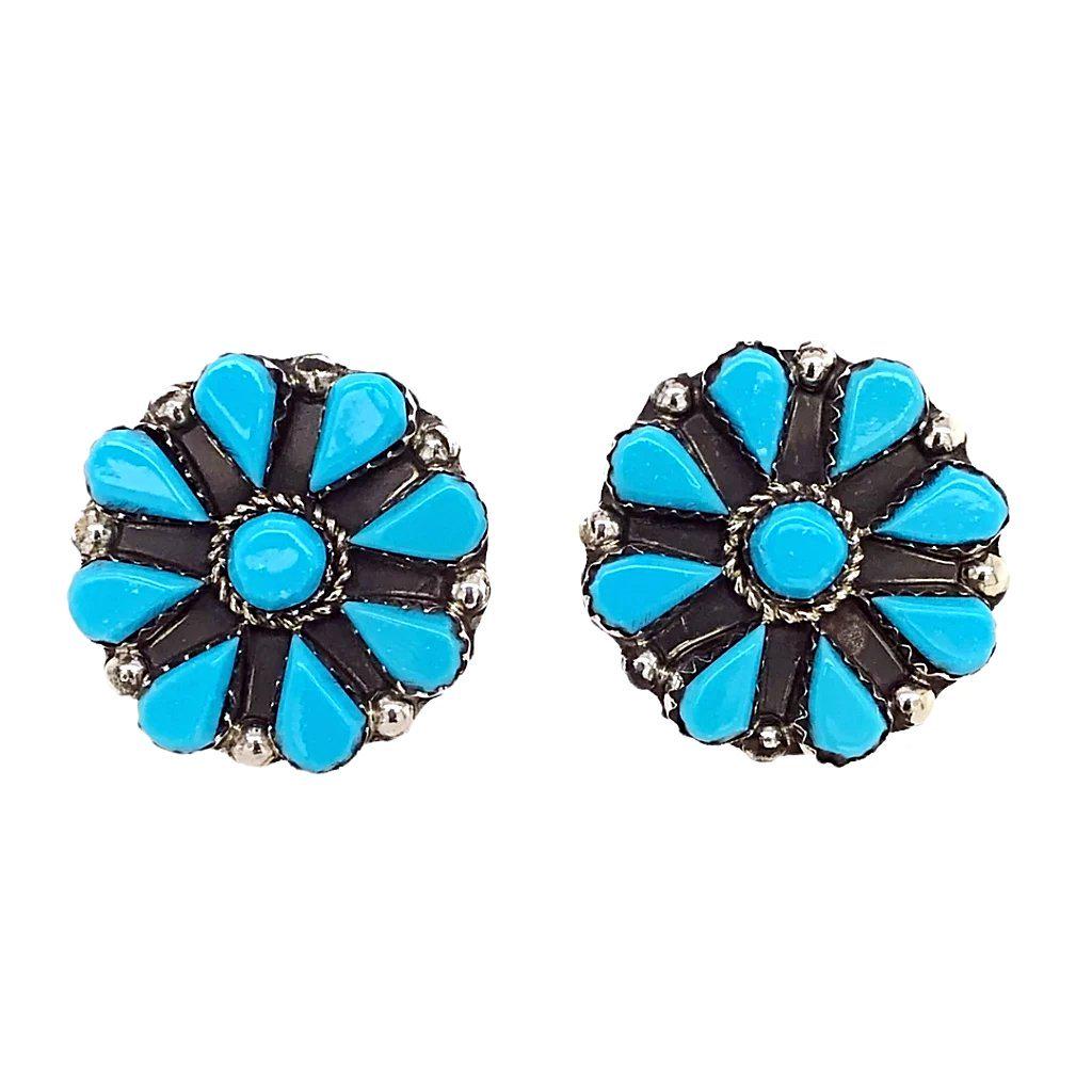 Zuni Flower Cluster Sleeping Beauty Turquoise Sterling (1 of 4)