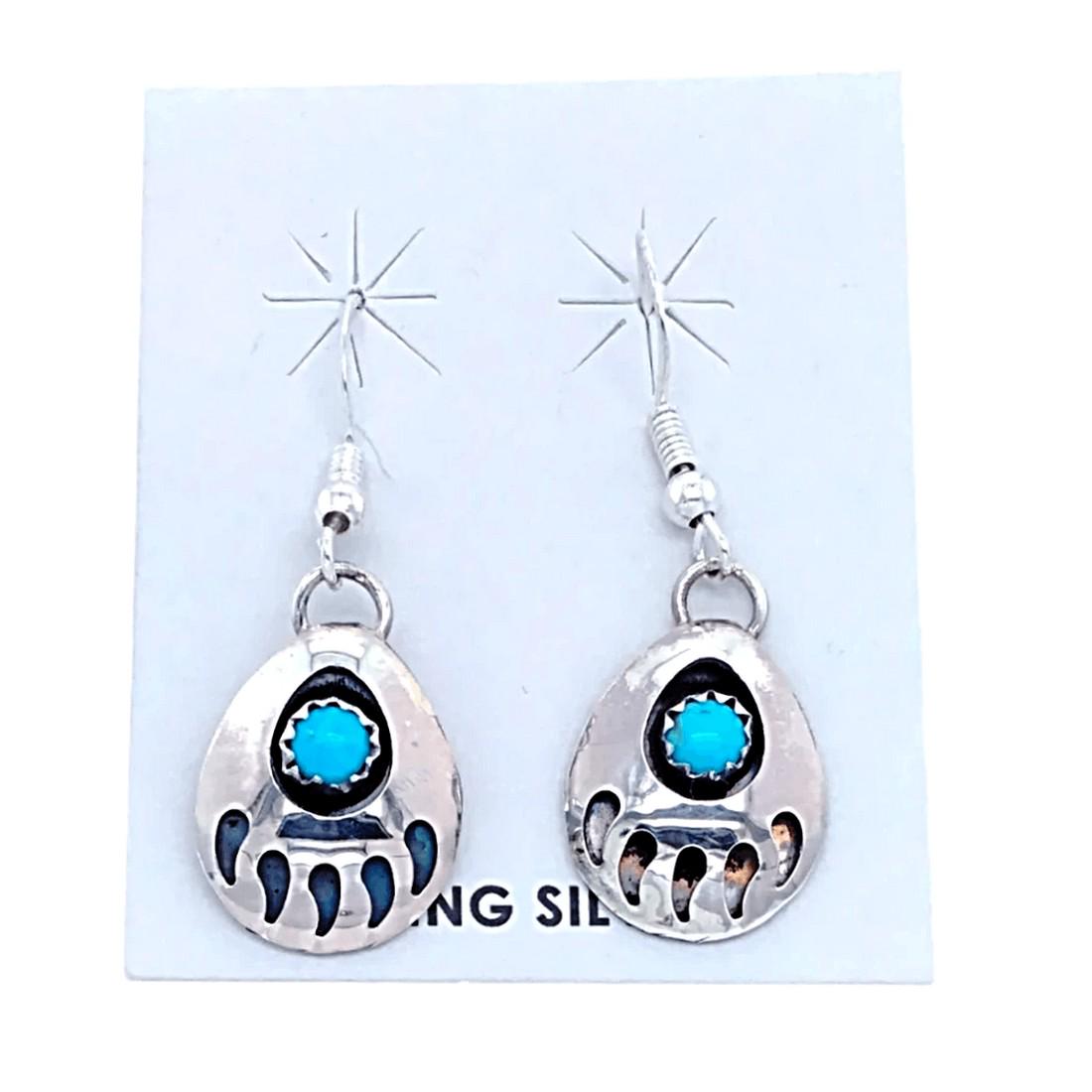 Navajo Bear Paw Sterling Silver Earrings J. Spencer (1 of 6)