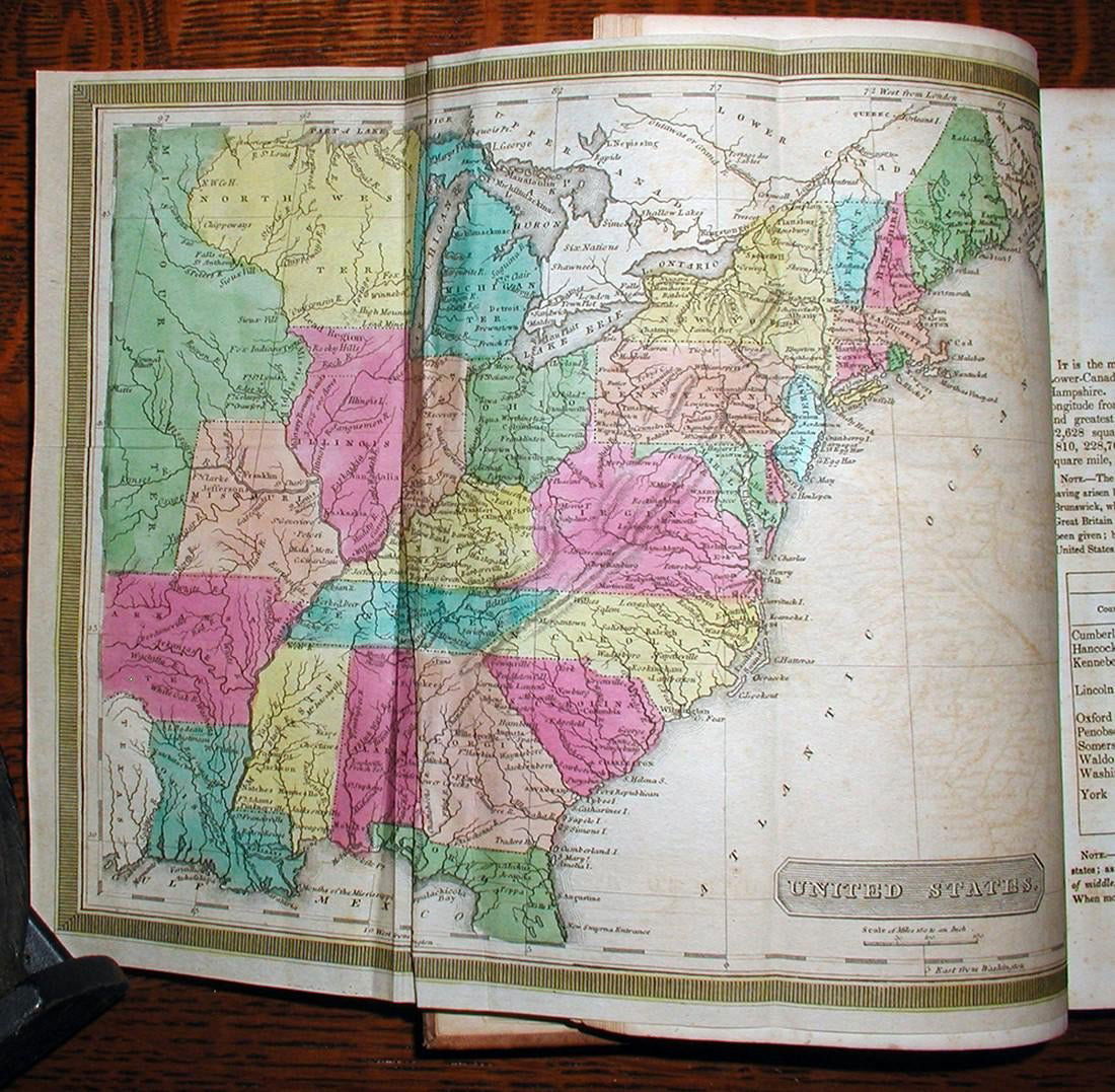 1833 Davenport Gazetteer of N. America w/foldout maps (1 of 4)