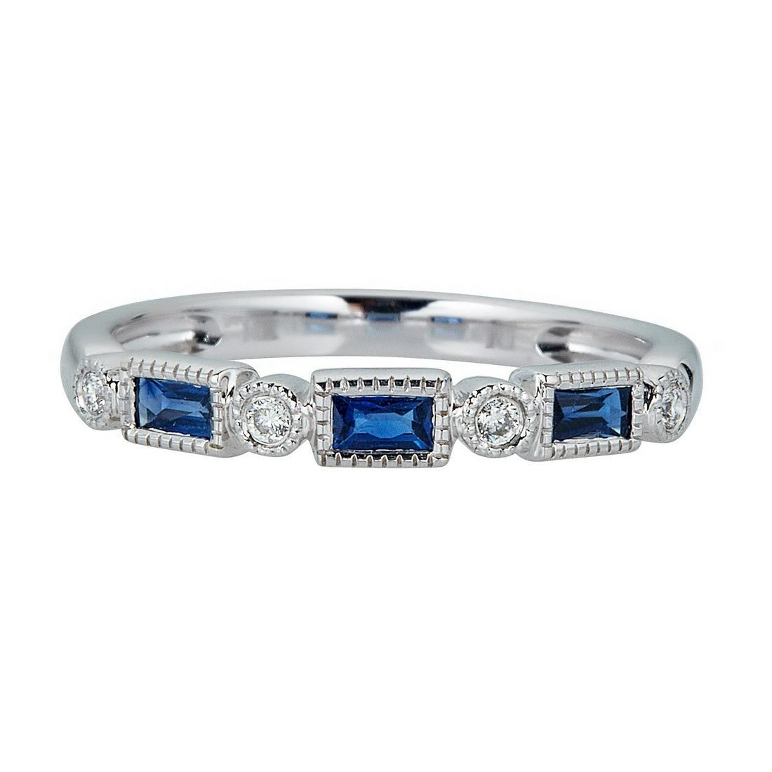 10K White Gold Blue Sapphire & Diamond Ring (1 of 4)
