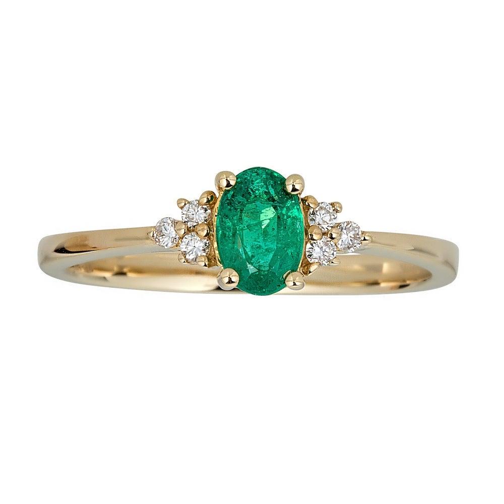 10K Yellow Gold Emerald & Diamond Ring (1 of 3)