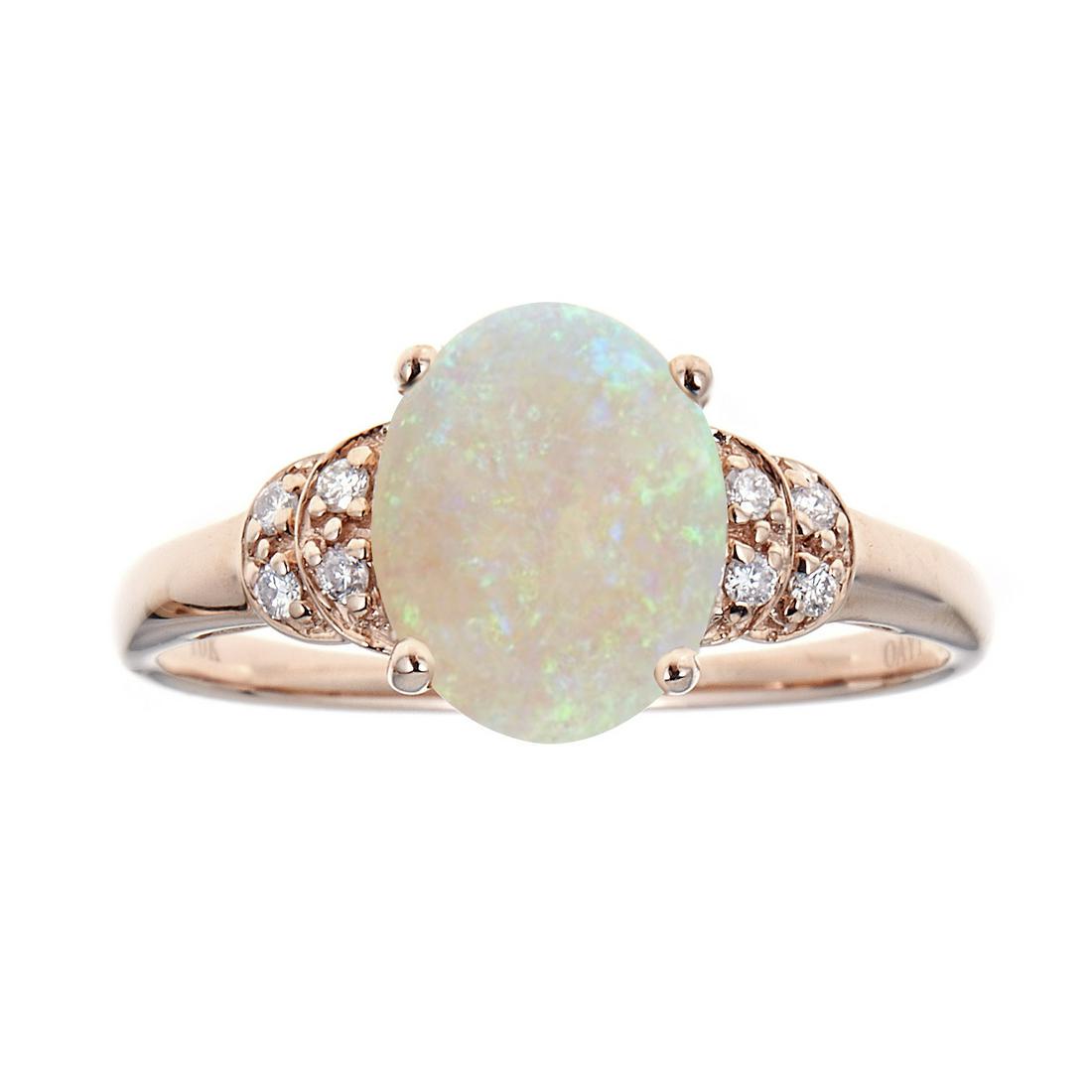 10K Rose Gold Australian Opal & Diamond Ring (1 of 4)