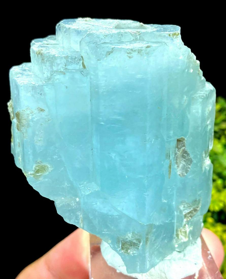 Aquamarine Crystal , Exquisite Natural Aquamarine: Materials: aquamarine, beryl, mica Read the full description Description 338 Gram Exquisite Natural Aquamarine Crystals with Muscovite Mica Specimen from Pakistan Weight : 338 Gram Size - 76*59*55 mm