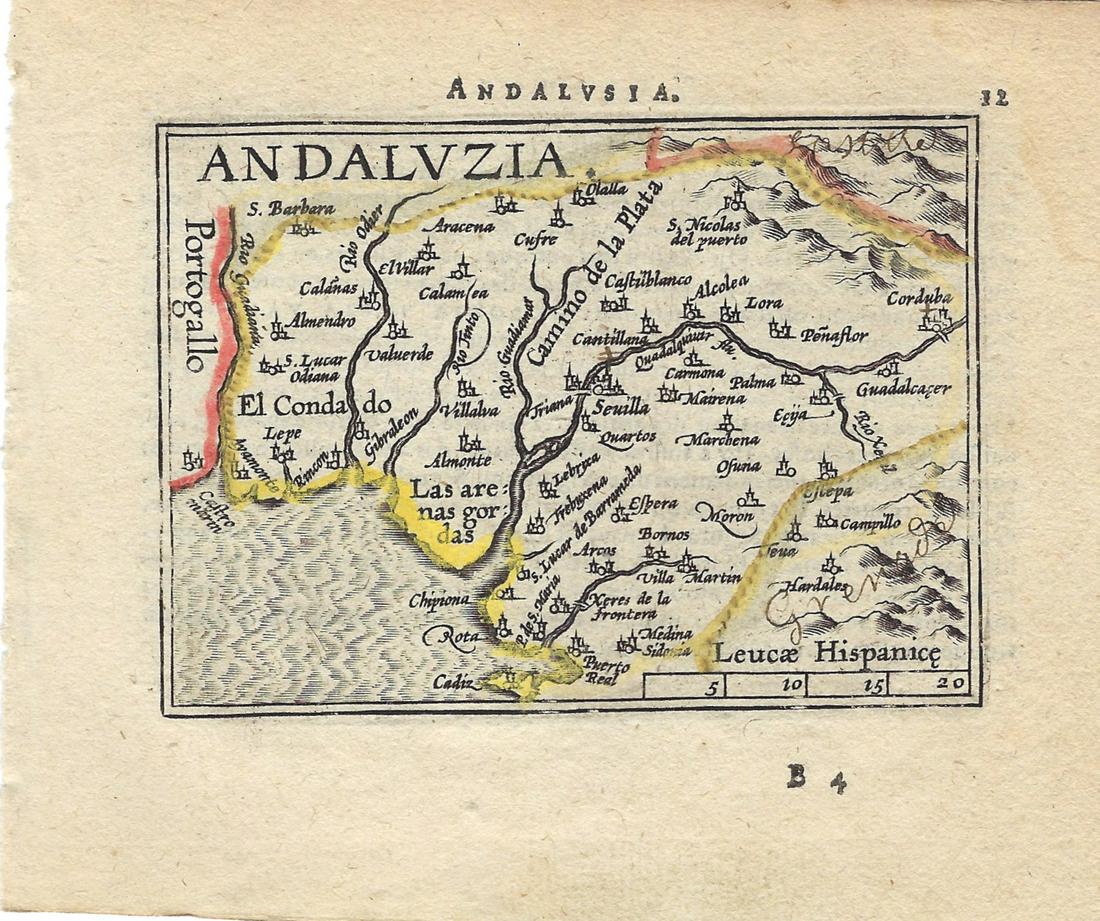 1602 Ortelius Map of Southwest Spain -- Andaluzia (1 of 1)