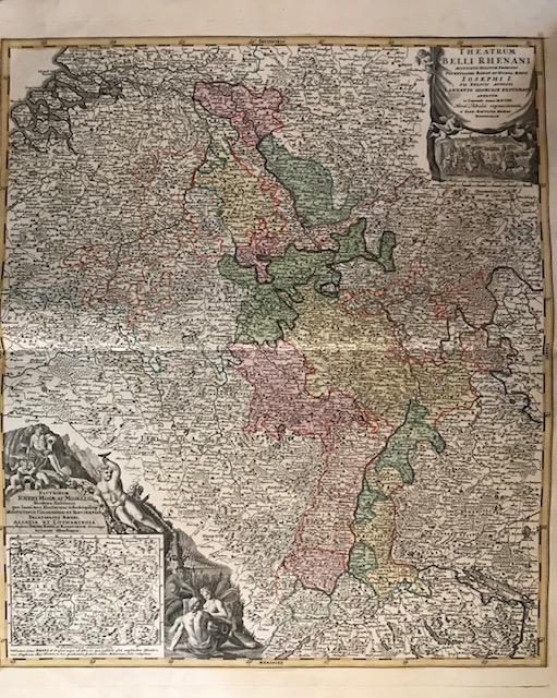 1702 battle map of Germany around Rhine and Moselle (1 of 4)