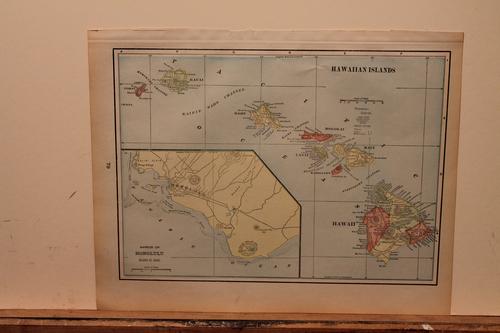 1892 Map of Hawaii: Title: 1892 Map of Hawaii Author: Cram Medium: Ink on Paper Dimensions: 14.5"X11.5" Description: Map of Hawaii dated 1892. Engraved and published by George Cram in Chicago. Part of his World Atlas. Ke