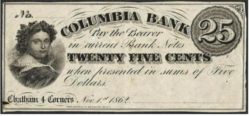 1862 Twenty Five Cents Chatham 4 Corners Columbia, NY (1 of 2)
