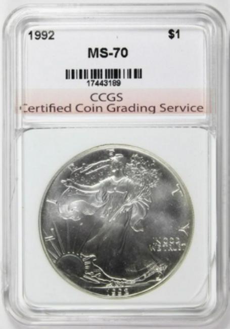 1992 AMERICAN SILVER EAGLE CCGS MS 70 RARE! (1 of 2)